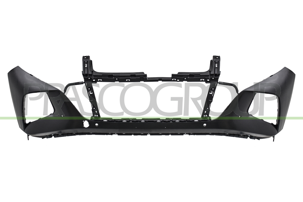 FRONT BUMPER-BLACK-SMOOTH-FINISH TO BE PRIMED-WITH PDC HOLES+SENSOR HOLDERS-WITH CUTTING MARKS FOR PARK ASSIST