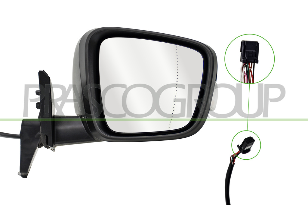 ESPEJO DERECHO-ELECTRICO-NEGRO-TERMICO-CON PILOTO-CON SONDA-ASFERICO-9 PINES