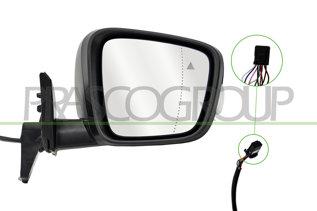 ESPEJO DERECHO-ELECTRICO-NEGRO-TERMICO-CON PILOTO-CON SONDA-CON BLIS-ASFERICO-10 PINES
