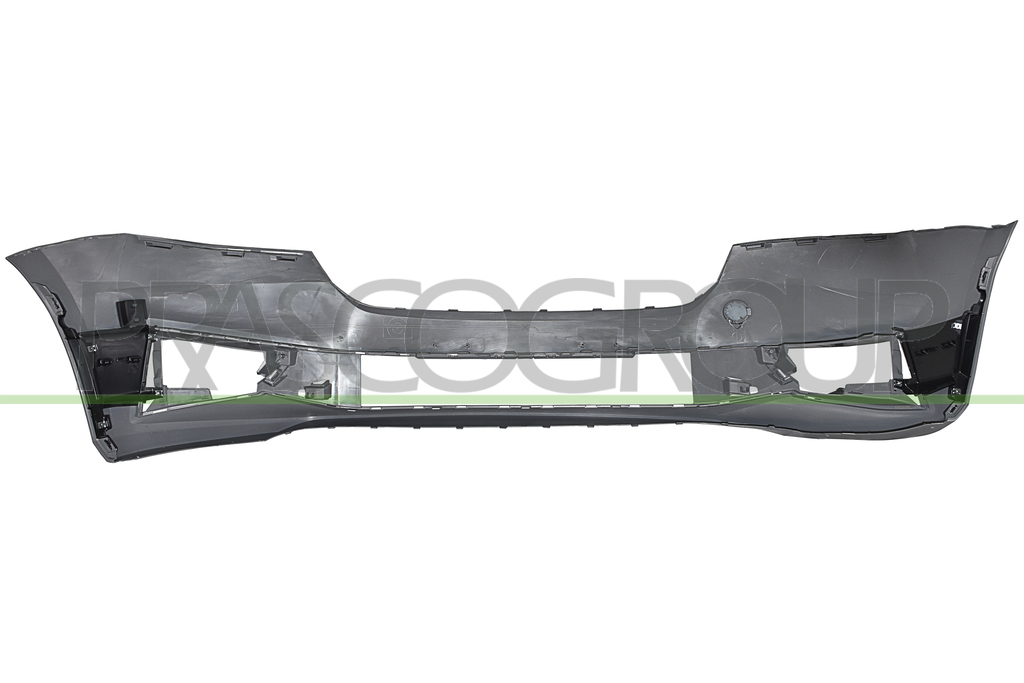 FRONT BUMPER-GRAY-SMOOTH-FINISH TO BE PRIMED-WITH CUTTING MARKS FOR HEADLAMP WASHERS-WITH FOG LAMP HOLDERS