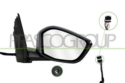 DOOR MIRROR LEFT-ELECTRIC-PRIMED-HEATED-FOLDABLE-WITH LAMP-WITH AMBIENT LIGHT-CONVEX-10 PINS