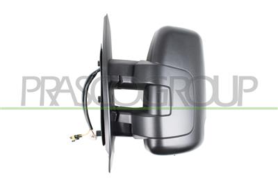 DOOR MIRROR LEFT-ELECTRIC-HEATED-BLACK-WITH SENSOR-WITH LAMP-SHORT ARM-CONVEX/CHROME-5P + 4P