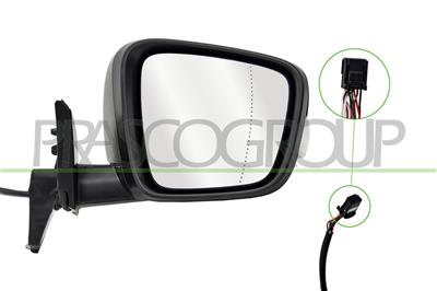 ESPEJO DERECHO-ELECTRICO-NEGRO-TERMICO-CON PILOTO-CON SONDA-ASFERICO-9 PINES