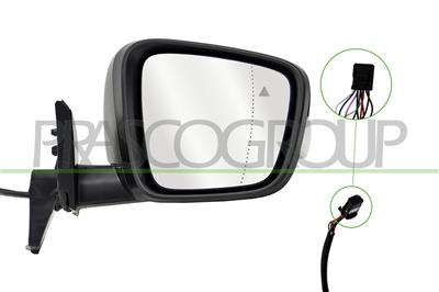 ESPEJO DERECHO-ELECTRICO-NEGRO-TERMICO-CON PILOTO-CON SONDA-CON BLIS-ASFERICO-10 PINES